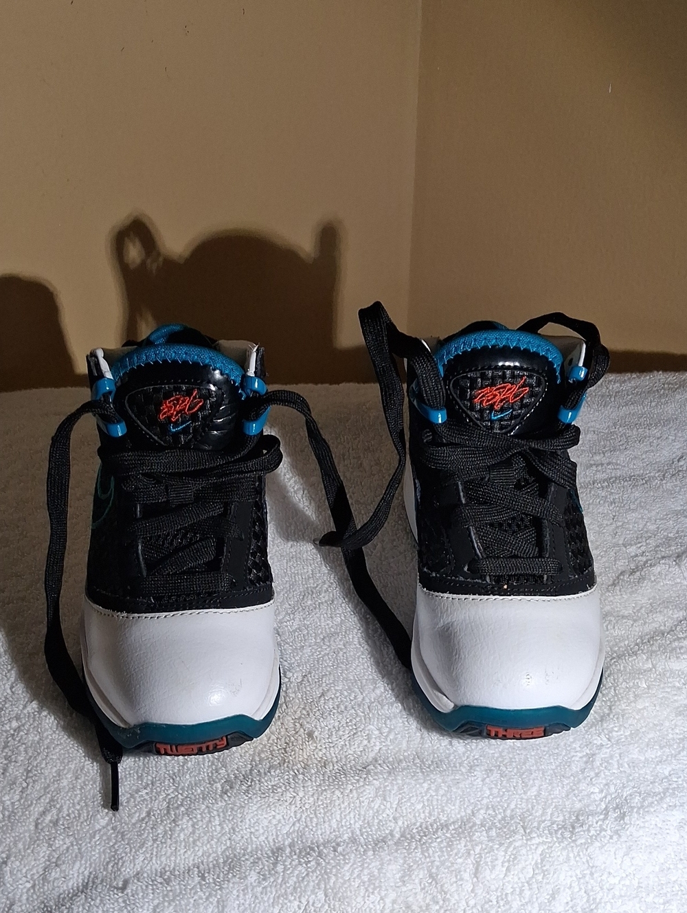 Nike Kids Black, White and Teal Basketball Sneakers